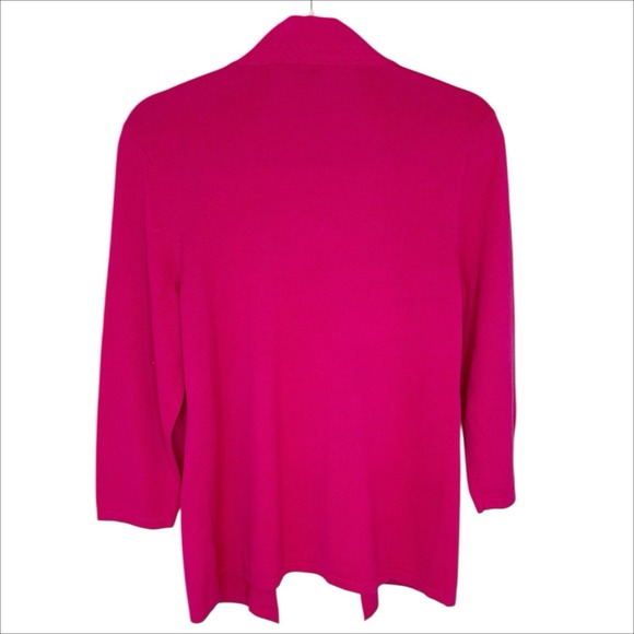 Talbots Open Front Cardigan Sweater Medium 8-10 Bright Pink Shawl Collar Cotton - Picture 3 of 5